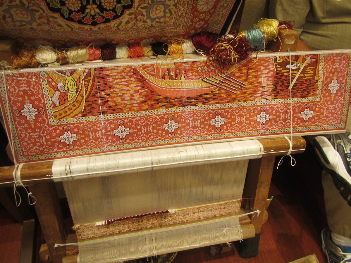 Hand-knotted silk carpet